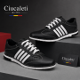 Pantofi barbati din piele naturala negri cu dungi albe GKR212YNA
